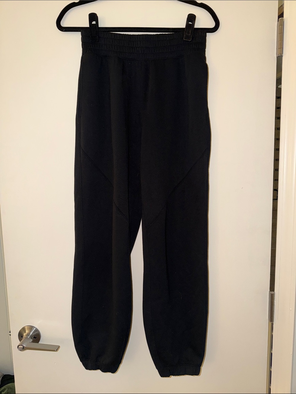 Black Elastic-Waist Jogger Pants with
